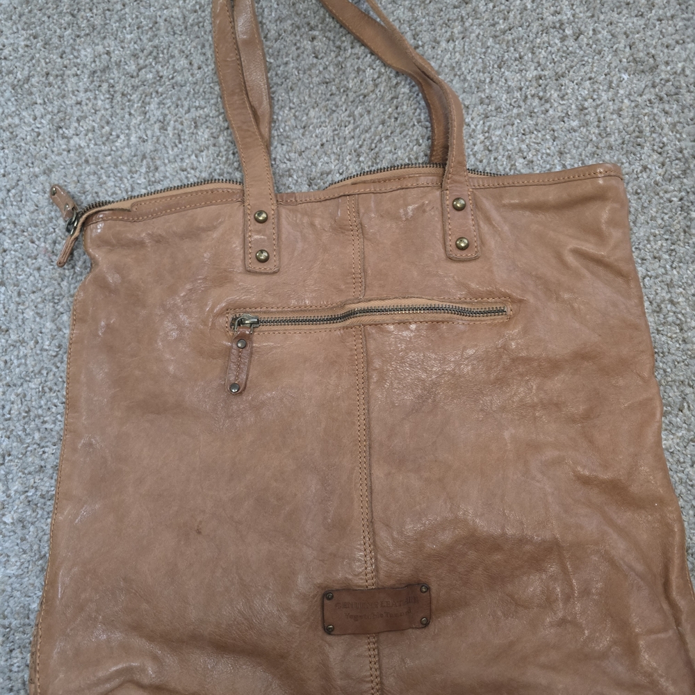 Genuine Leather Patchwork Tan Bag - image 4